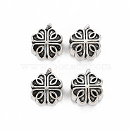Tibetan Style Alloy European Beads Settings for Enamel, Cadmium Free & Lead Free, Flower, Antique Silver, 12.5x10.5x7mm, Hole: 4.5mm, about 520pcs/1000g(TIBEB-N007-004)