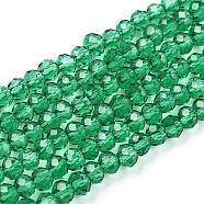 Transparent Glass Beads Strands, Faceted, Rondelle, Sea Green, 3x2mm, Hole: 0.5mm, about 160~165pcs/strand, 15.35 inch~15.75 inch(39~40cm)(GLAA-R135-2mm-13)