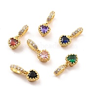 Brass Micro Pave Cubic Zirconia European Dangle Charms, Large Hole Charms, Real 18K Gold Plated, Cadmium Free & Lead Free, Heart, Mixed Color, 9x7x5mm, Hole: 5x3.4mm(KK-A156-03G-RS)