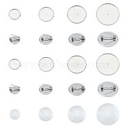 DIY Blank Dome Brooch Making Kit, Including 304 Stainless Steel Brooch Settings, Glass Cabochons, Stainless Steel Color, 64Pcs/box(DIY-DC0002-01)