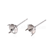 Non-Tarnish 316 Surgical Stainless Steel Stud Earring Setting, Fit for Rhinestone, Stainless Steel Color, Fit for 5mm Rhinestone, 15x6mm, Pin: 0.6mm(X-STAS-S117-023C)