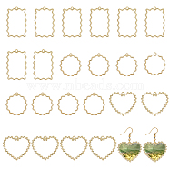 24PCS 3Style Golden Plated Alloy Pendants, Mixed Shapes, 29.5~41.5x26.5~33.5x2mm, Hole: 1.8mm(PALLOY-CA0002-49)