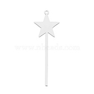 201 Stainless Steel Pendants, Laser Cut, Star, Stainless Steel Color, 35x12x1mm, Hole: 1mm(STAS-S105-LA782-1)