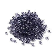 Transparent Glass Beads, Bicone, Lavender, 4x4x3.5mm, Hole: 1mm, 720pcs/bag(GGLA-Z004-05T)