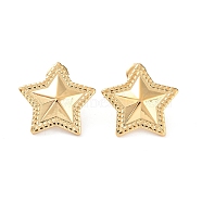 304 Stainless Steel Stud Earrings, Star, Real 14K Gold Plated, 20.5x21.5mm(EJEW-H115-30G)
