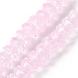 Transparent Glass Beads Strands, Flower, Pearl Pink, 11~12x7.5~8mm, Hole: 1.4mm, about 50pcs/strand, 11.42''(29cm)(LAMP-H061-01C-01)