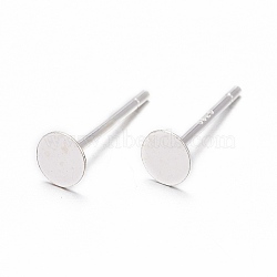 925 Sterling Silver Stud Earring Findings, Carved 925, Silver, 11.3x4mm, Pin: 0.8mm(STER-T002-200S)