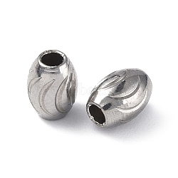 201 Stainless Steel Beads, Barrel, Stainless Steel Color, 5x3.5mm, Hole: 1.5mm(STAS-G298-07B-P)