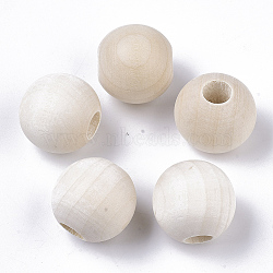 Unfinished Natural Wood Beads, Round, Floral White, 39~40x38mm, Hole: 10mm(X-WOOD-Q041-04C)