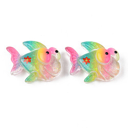Rainbow Resin Cabochons, with Glitter, Goldfish, Colorful, 21x25x9mm(CRES-N024-38)