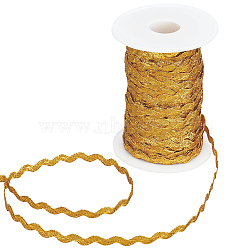 40M Wave Bending Fringe Trim, Sewing Ribbon, for Cloth Dress DIY Making Decorate, with 1Pc Empty Spools, Gold, 1/4 inch~3/8 inch(5~8.5mm)(OCOR-GF0005-88B)