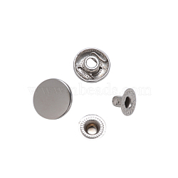 Brass Snap Buttons, Garment Buttons, Platinum, Cap: 14.5mm, Pin: 3mm, Stud: 10x3.5mm, knob: 4.5mm & 10x6.5mm, knob: 4mm, 10x3.5mm, Socket: 13x4mm, half-drill: 5.5mm(BUTT-Q045-001P)