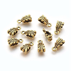 Tibetan Style Pendant Bails, Cadmium Free & Lead Free, Antique Golden, 14x6.5x4.5mm, Hole: 2mm(GLF11056Y)