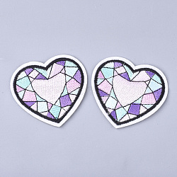 Computerized Embroidery Cloth Iron On Patches, Costume Accessories, Appliques, Heart, Lavender Blush, 53x58x1mm(X-FIND-T030-141)