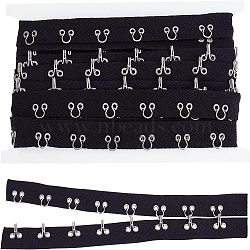 Steel Hook Buckles, with Cotton & Lace, Flat, Black, 40.5~41.5mm, 3 yards/card(FIND-WH0082-92B)