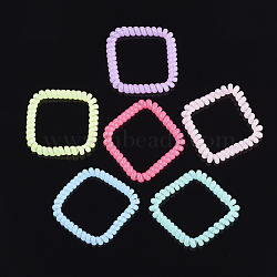 (Holiday Stock-Up Sale)Plastic Telephone Cord Elastic Hair Ties, Ponytail Holder, Square, Mixed Color, 40~42x40~42x5~6mm(OHAR-T006-38)
