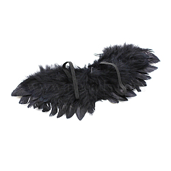 Mini Doll Angel Wing Feather, with Elastic Rope, for DIY BJD Makings Decorations Accessories, Black, 40x200mm(FIND-PW0001-048B)