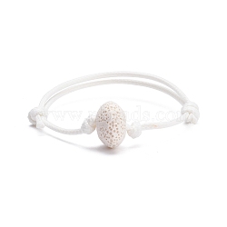 Natural Lava Rock Beaded Cord Bracelet, Essential Oil Gemstone Adjustable Friendship Bracelet for Women, Inner Diameter: 2-1/2~3-1/2 inch(6.4~9cm)(BJEW-JB07681-01)