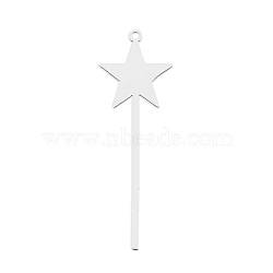 Non-Tarnish 201 Stainless Steel Pendants, Laser Cut, Star, Stainless Steel Color, 35x12x1mm, Hole: 1mm(STAS-S105-LA782-1)