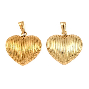 304 Stainless Steel Pendants, Heart Charm, Golden, 25x25.5x6.5mm, Hole: 6.5x3.5mm