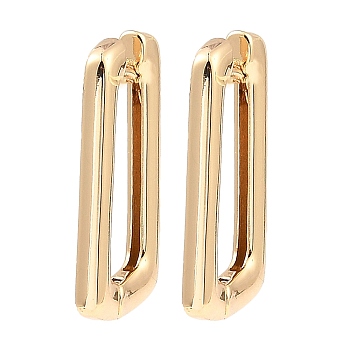 Brass Hoop Earrings, Rectangle, Light Gold, 23.5x15x2.5mm