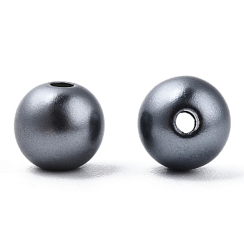 Spray Painted ABS Plastic Imitation Pearl Beads, Round, Gray, 8x9.5mm, Hole: 1.8mm, about 2080 pcs/500g