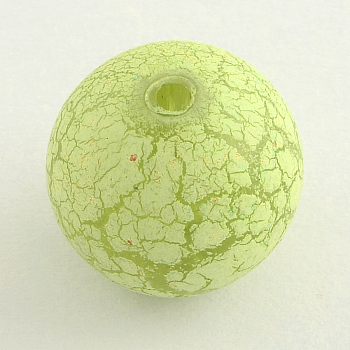 Spray Painted Acrylic Round Beads, Green Yellow, 20mm, Hole: 3mm, about 114pcs/500g