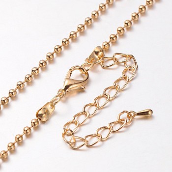 Iron Ball Chain Necklace Making, with Alloy Lobster Claw Clasps and Iron End Chains, Light Gold, 30.3 inch