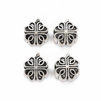 Tibetan Style Alloy European Beads Settings for Enamel, Cadmium Free & Lead Free, Flower, Antique Silver, 12.5x10.5x7mm, Hole: 4.5mm, about 520pcs/1000g