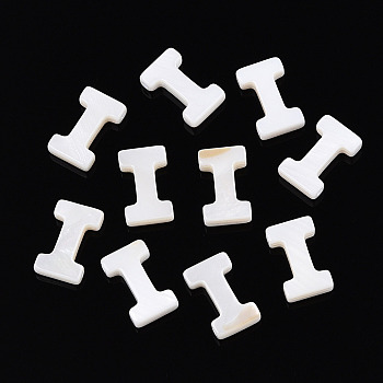 Natural Freshwater Shell Beads, Top Drilled Beads, White, Letter.I, 10x2.5x3mm, Hole: 0.8mm