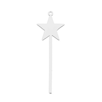 201 Stainless Steel Pendants, Laser Cut, Star, Stainless Steel Color, 35x12x1mm, Hole: 1mm