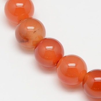 Natural Carnelian Beads Strands, Round, Grade A, 10mm, Hole: 1mm, about 38pcs/strand, 15 inch
