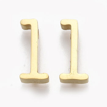 304 Stainless Steel Pendants, Golden, Letter, Letter.L, 13x6x3mm, Hole: 1.8mm