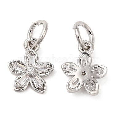 Platinum Clear Flower Brass+Cubic Zirconia Charms