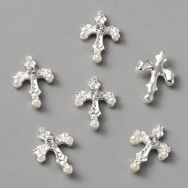 White Alloy+Rhinestone Cabochons