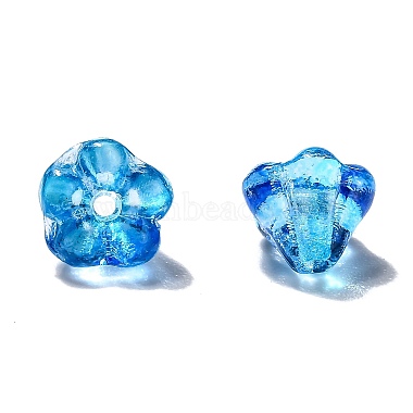 Deep Sky Blue Flower Czech Glass Beads