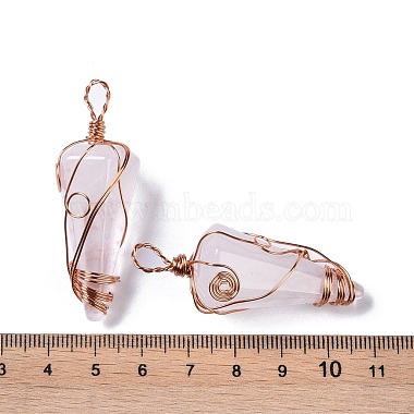 Natural Quartz Crystal Copper Wire Wrapped Big Pendants(G-B073-02RG-04)-3