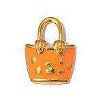 304 Stainless Steel Pendants, with Enamel, Bag Charms, Mirror Polished Finish, Ion Plating(IP), Real 18K Gold Plated, Orange, 20x15mm, Hole: 7mm(STAS-OY015-2G)