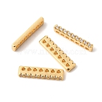Brass Micro Pave Clear Cubic Zirconia Spacer Bars, 7-Hole, Rectangle, Real 18K Gold Plated, 17x4x1.7mm, Hole: 1.2mm(KK-Z149-03G)