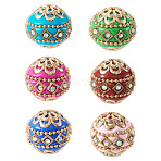 6Pcs 6 Colors Handmade Indonesia Beads, with Metal Findings, Round, Unplated, Mixed Color, 19.5x19mm, Hole: 1mm, 1pc/color(IPDL-TADJ0001-01)