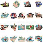 19Pcs 19 Styles Sports Alloy Enamel Pendants, Golden, Mixed Shapes, 21~34.5x26.5~36.5x1~1.5mm, Hole: 1.8~2mm, 1pc/style (ENAM-FS0004-41)