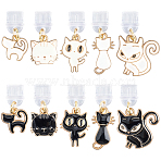 10Pcs Plastic Mobile Dustproof Plugs, with Alloy Enamel Pendants, Cat Shape, Mixed Color, 25~33mm, 10pcs/set(HJEW-SC00185)