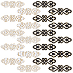 20Pcs 2 Colors Embroidery Iron on/Sew on Polyester Ribbon Patches, Hollow Trim for Costume Accessories, Mixed Color, 37x125x1.2mm, 20pcs/set(PATC-FG0002-67)