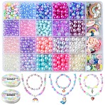 DIY Mermaid Themed Bracelet Jewelry Kits, Mixed Color, 7.5~8mm, Hole: 2.3mm, 9 colors, 30pcs/color, 270pcs(DIY-YW0012-80)