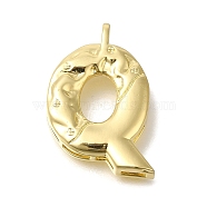 Rack Plating Brass Pendants, Glass Charms, Long-Lasting Plated, Cadmium Free & Lead Free, Real 18K Gold Plated, Letter Q, 26x17x4.8mm, Hole: 2.5x2.8mm(KK-I721-02G-Q)