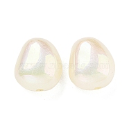 Spray Painted ABS Plastic Beads, Imitation Pearl, Oval, Dyed, AB Color Plated, White, 16x13.5x10mm, Hole: 2mm(KY-C017-03C)