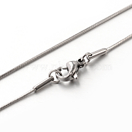 304 Stainless Steel Snake Chain Necklaces, Stainless Steel Color, 17.7 inch(45cm), 0.9mm(STAS-M174-020P-B)