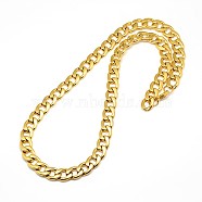 304 Stainless Steel Curb Chain/Twisted Chain Necklaces, with Lobster Claw Clasps, Golden, 23 inch~25 inch(58.4~63.5cm), 12mm(STAS-A028-N127G)