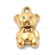 Ion Plating(IP) 304 Stainless Steel Chrams, Bear, Real 14K Gold Plated, 14.5x8.5x4.5mm, Hole: 1.3mm(STAS-P379-19B-G)