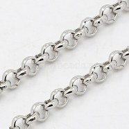 304 Stainless Steel Rolo Chains, Belcher Chain, Unwelded, Stainless Steel Color, 3.5x1mm(CHS-K001-99B)